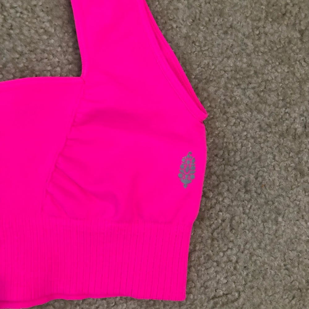 Free People Good Karma Square Neck Sports Bra In Hot Pink. NWOT! Sz XS/S & M/L - Picture 6 of 9